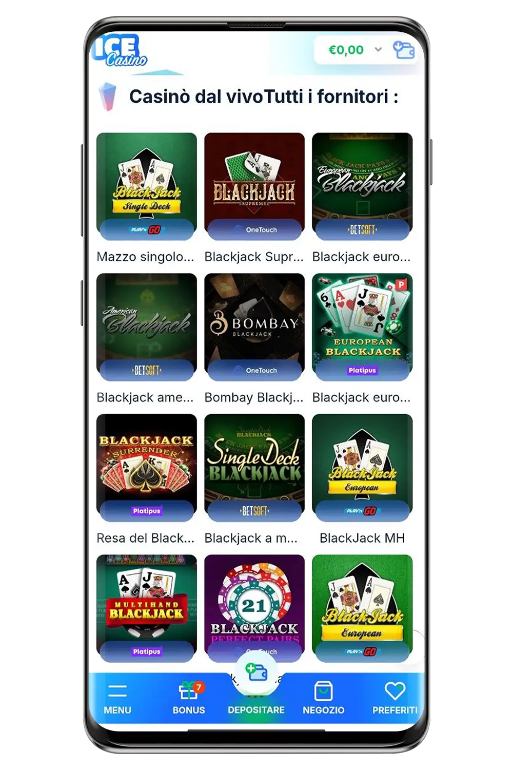 Screenshot del sito web ufficiale di Ice Casino su dispositivi mobili
